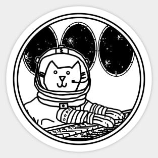 Space Captain Yellow Cat In Control Line Drawing Sticker